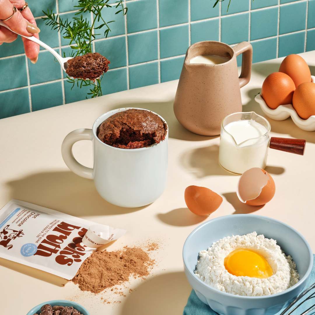 PROTEIN HOT CHOCOLATE MUG CAKE Recipe Beck's Broth