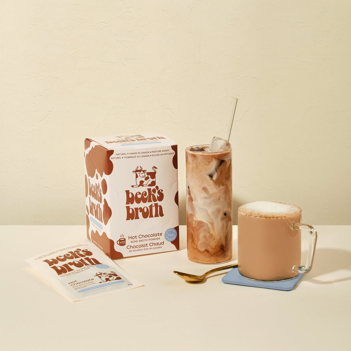 Bone broth hot chocolate iced and hot