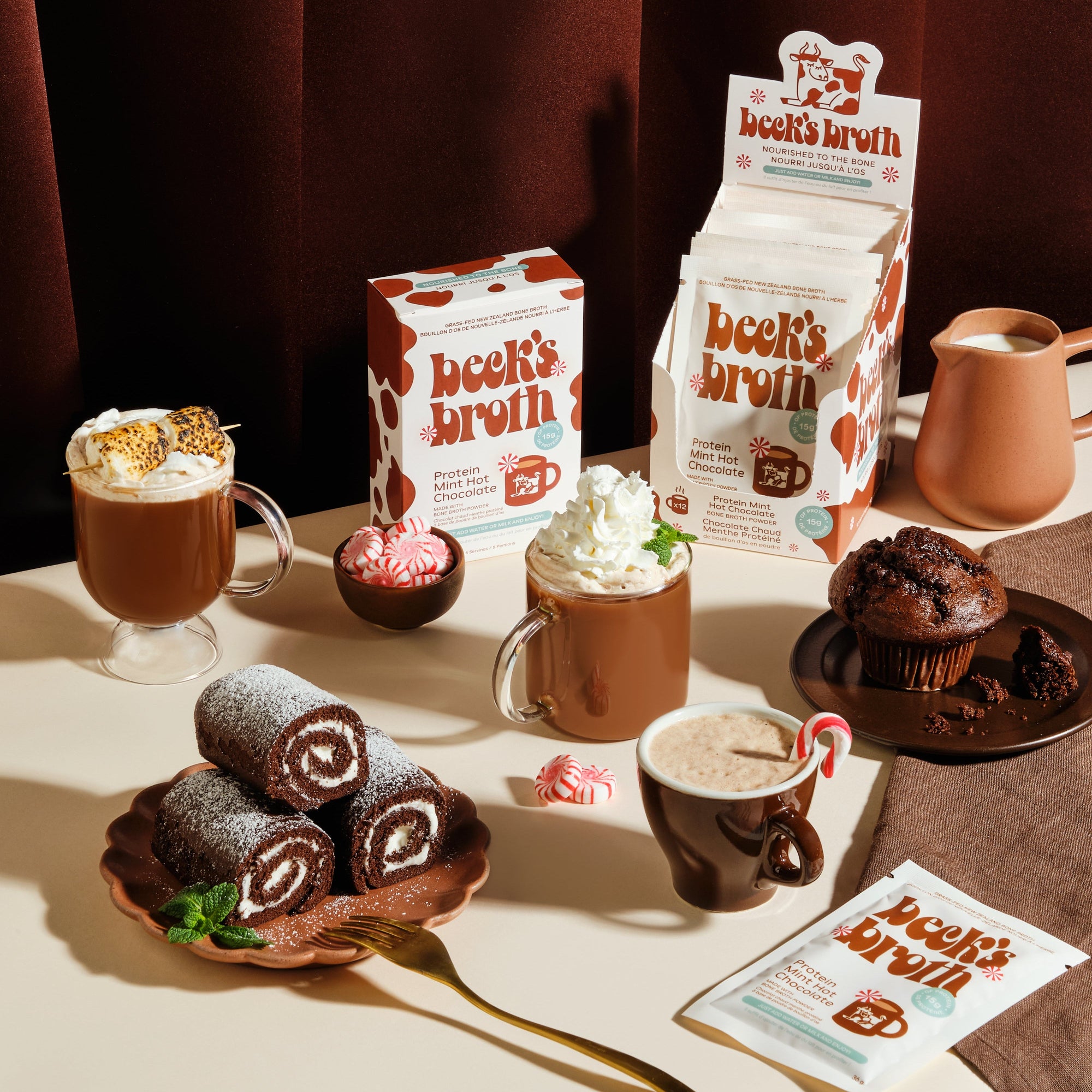 Mint Hot Chocolate - 5 Pack Carton - Beck's Broth - 